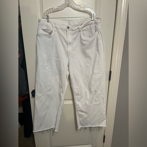 Vervet High Rise Cropped Raw Hem Wide Leg White Jeans Size 22W - Picture 2 of 9